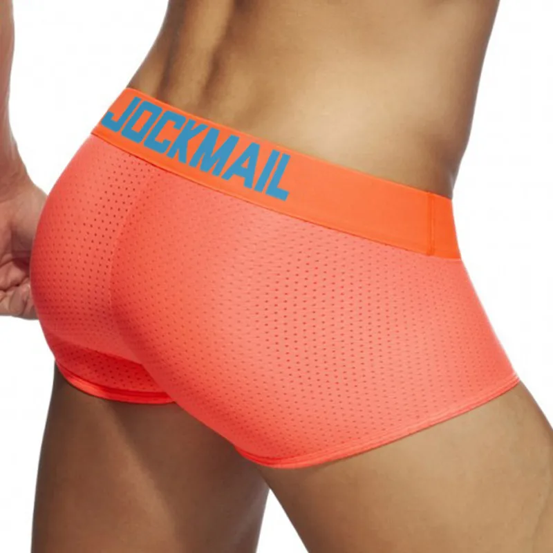 Jockmail-bóxer de malla de secado rápido para hombre, ropa interior de seda de hielo, transpirable, para jóvenes, lencería Sexy de marca de moda