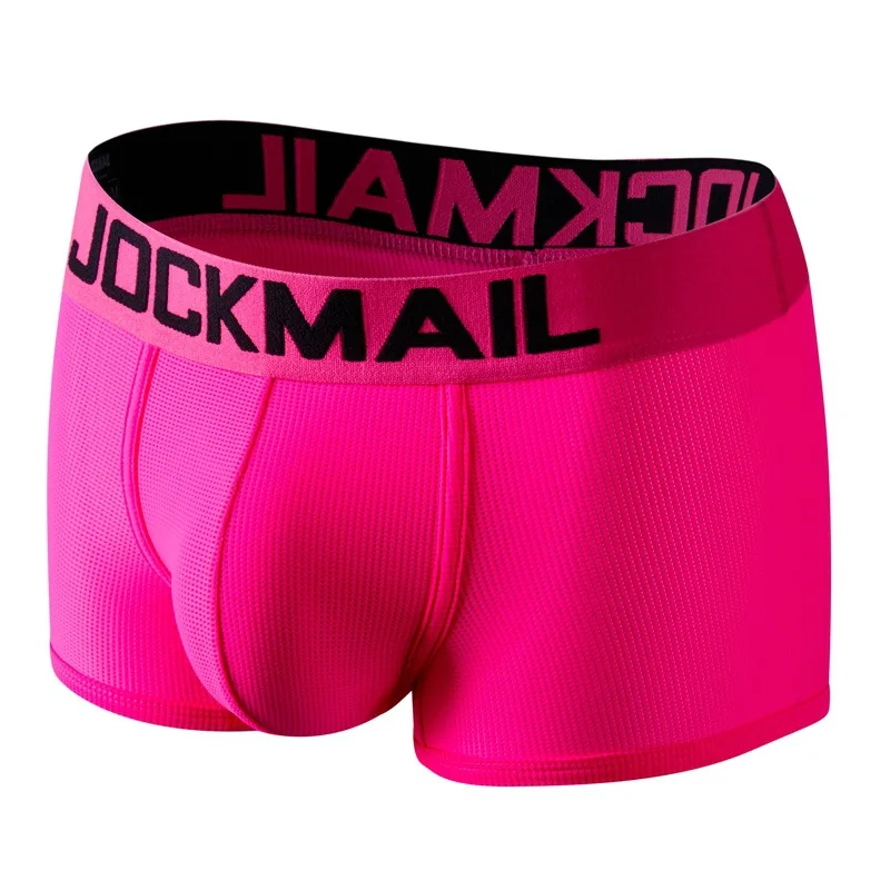 Jockmail-bóxer de malla de secado rápido para hombre, ropa interior de seda de hielo, transpirable, para jóvenes, lencería Sexy de marca de moda