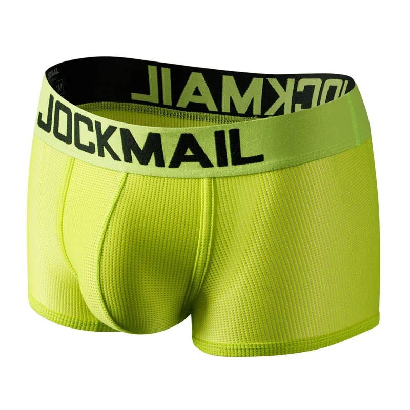 Jockmail-bóxer de malla de secado rápido para hombre, ropa interior de seda de hielo, transpirable, para jóvenes, lencería Sexy de marca de moda