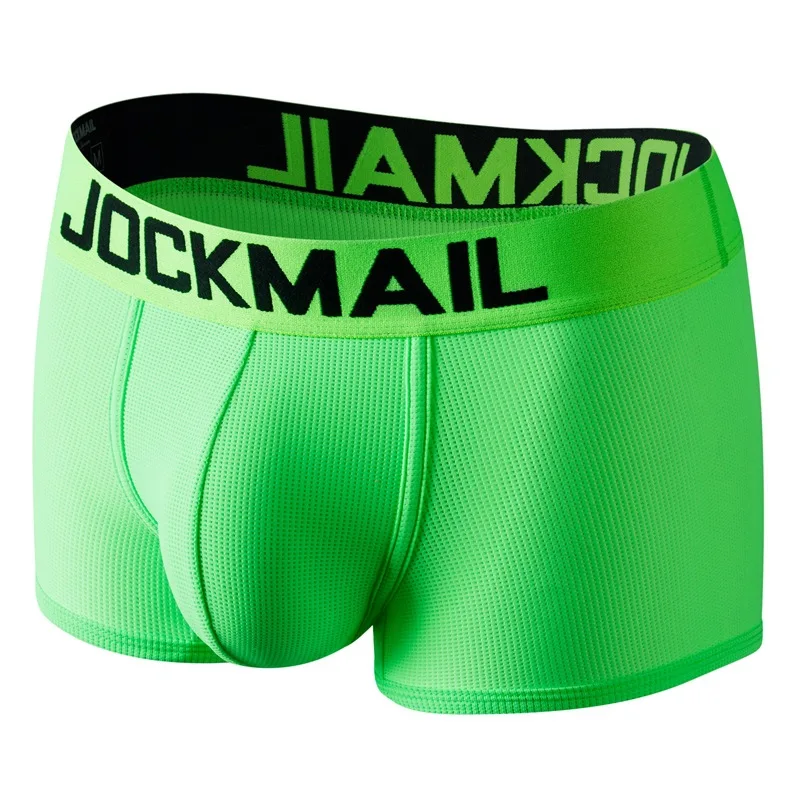 Jockmail-bóxer de malla de secado rápido para hombre, ropa interior de seda de hielo, transpirable, para jóvenes, lencería Sexy de marca de moda