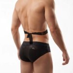 Conjunto de 2 calzoncillos de encaje para hombre, con cinturón de encaje y cintura con relieve, transparencia y tejido transpirable. - Imagen 3