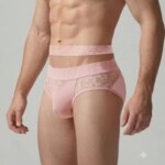 Conjunto de 2 calzoncillos de encaje para hombre, con cinturón de encaje y cintura con relieve, transparencia y tejido transpirable. - Imagen 4