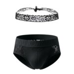 Conjunto de 2 calzoncillos de encaje para hombre, con cinturón de encaje y cintura con relieve, transparencia y tejido transpirable.