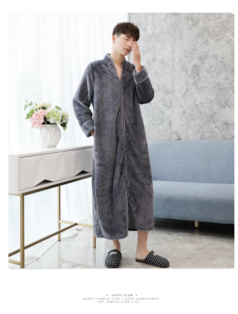 Bata de Dormir de Terciopelo ueso y Cálido, Bata de Baño ex para Parejas, Ropa de Dormir de una Pieza, Pijama Largo de ...
