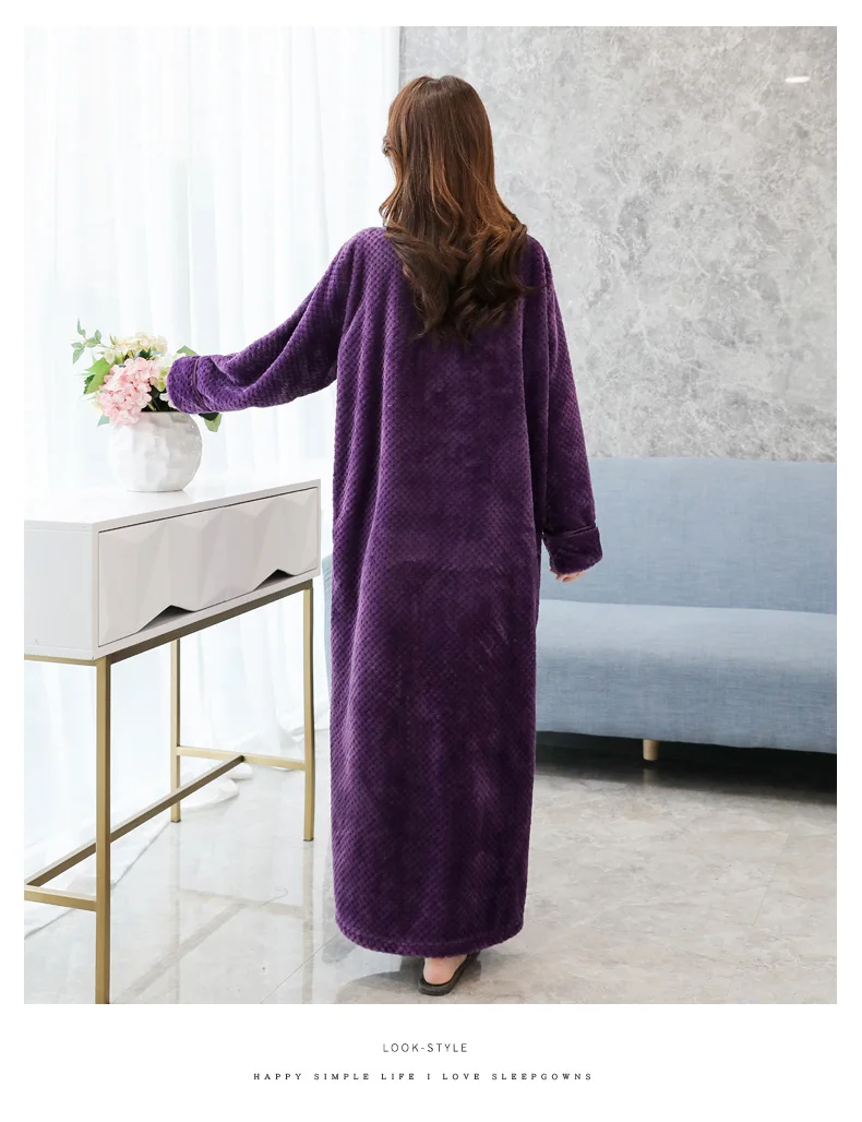 Bata de Dormir de Terciopelo ueso y Cálido, Bata de Baño ex para Parejas, Ropa de Dormir de una Pieza, Pijama Largo de ...