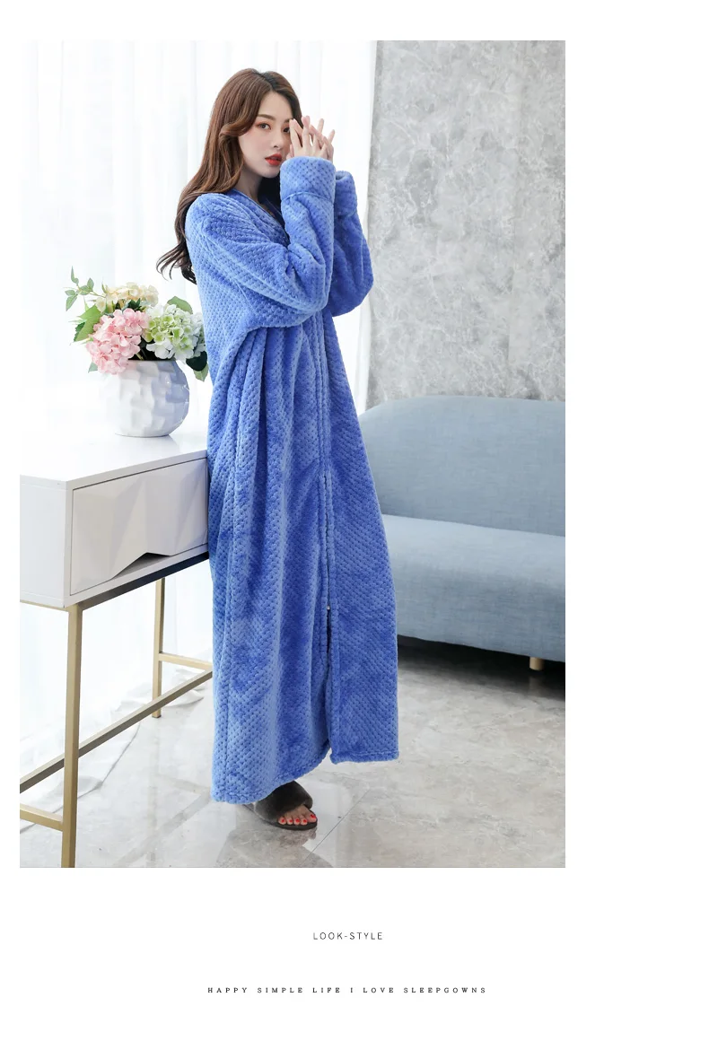 Bata de Dormir de Terciopelo ueso y Cálido, Bata de Baño ex para Parejas, Ropa de Dormir de una Pieza, Pijama Largo de ...
