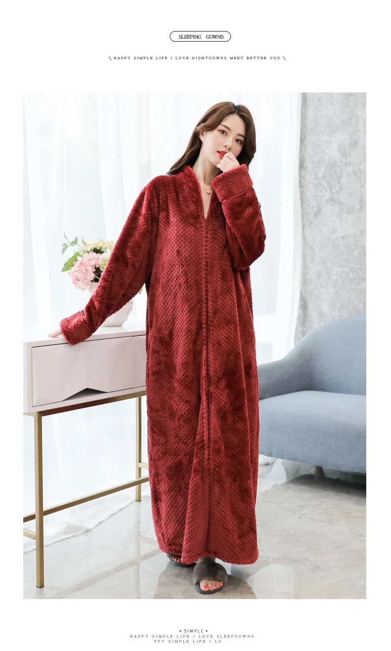 Bata de Dormir de Terciopelo ueso y Cálido, Bata de Baño ex para Parejas, Ropa de Dormir de una Pieza, Pijama Largo de ...