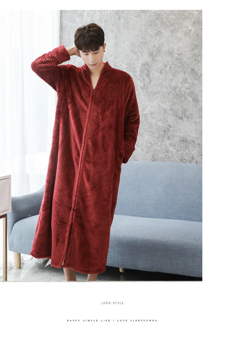 Bata de Dormir de Terciopelo ueso y Cálido, Bata de Baño ex para Parejas, Ropa de Dormir de una Pieza, Pijama Largo de ...