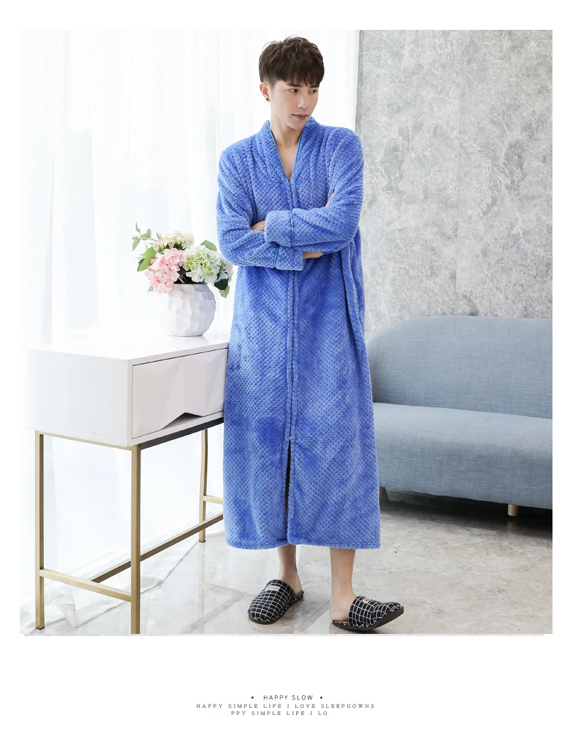 Bata de Dormir de Terciopelo ueso y Cálido, Bata de Baño ex para Parejas, Ropa de Dormir de una Pieza, Pijama Largo de ...