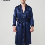 FIMTAIRAH-batas de seda Real para hombre, ropa de dormir masculina de manga larga, a la moda, elegante, para el hogar, 19MM, 100%