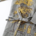 Otoño Kimono batas de primavera para hombres con pantalones largos conjunto de pijamas ropa para el hogar Pijama suelto de algodón ropa masculina - Imagen 2
