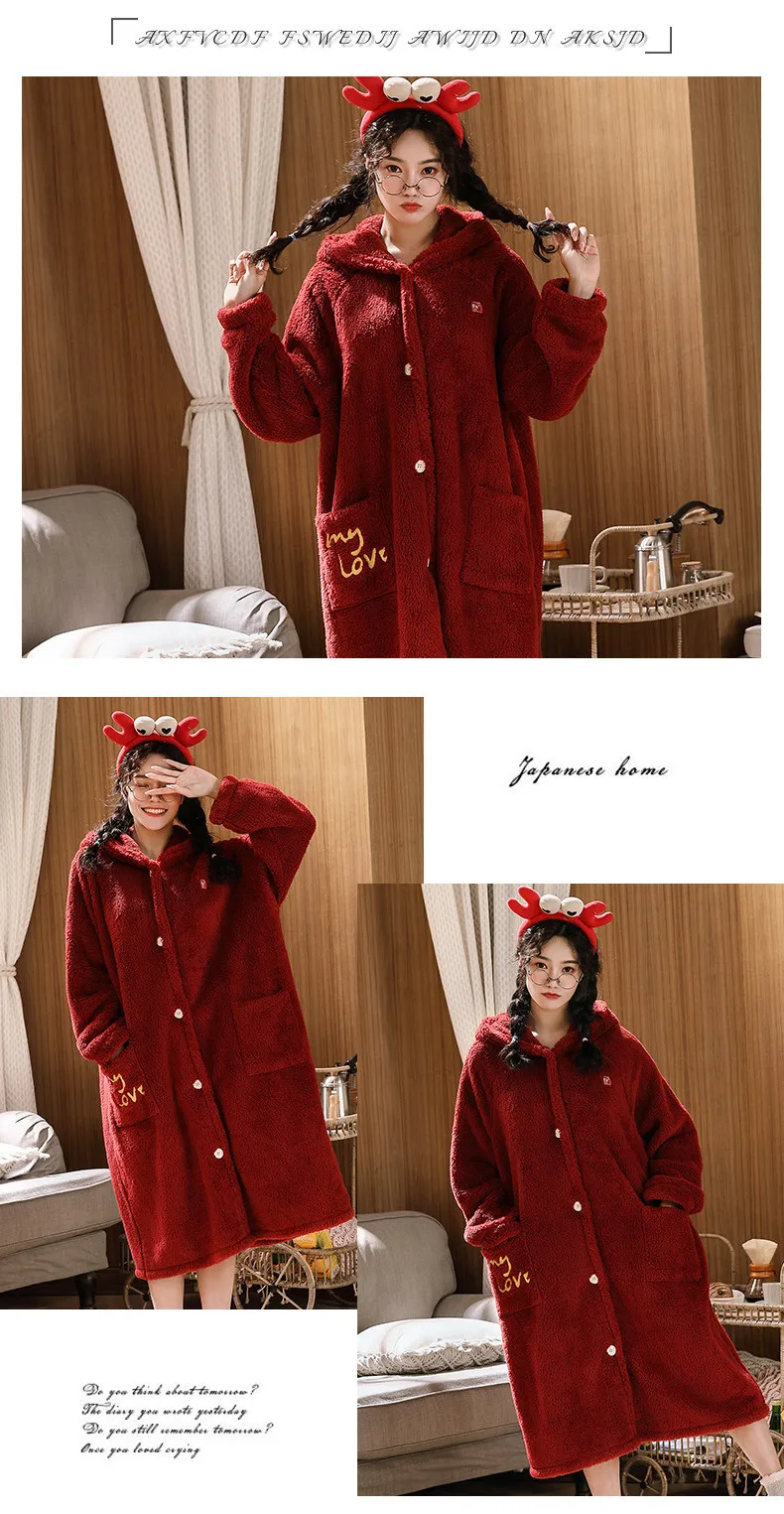 Conjunto de Pijama de Forro Polar Coral Grueso y Extendido para Hombre, Bata de Felpa Cálida de Invierno, Ropa de Dormir a Ju...