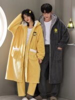 Conjunto de Pijama de Forro Polar Coral Grueso y Extendido para Hombre, Bata de Felpa Cálida de Invierno, Ropa de Dormir a Ju... - Imagen 4