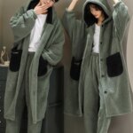 Conjunto de Pijama de Forro Polar Coral Grueso y Extendido para Hombre, Bata de Felpa Cálida de Invierno, Ropa de Dormir a Ju...
