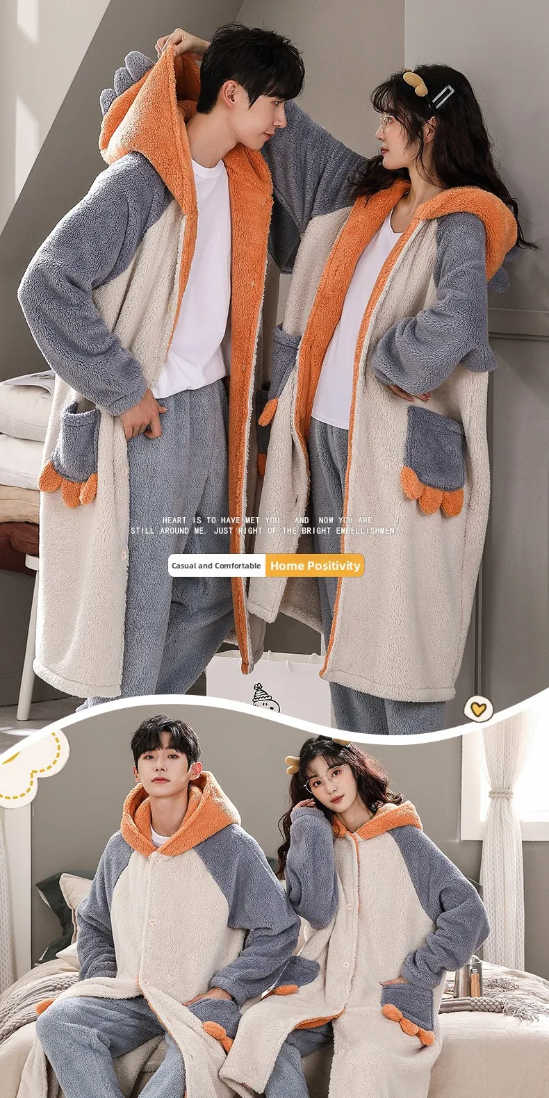 Conjunto de Pijama de Forro Polar Coral Grueso y Extendido para Hombre, Bata de Felpa Cálida de Invierno, Ropa de Dormir a Ju...