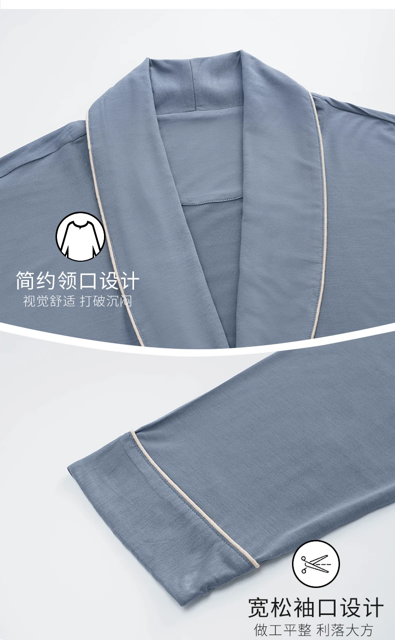 Batas largas para Hombre, kimonos masculinos para primavera y otoño, Pijamas para Hombre, ropa de dormir de manga larga, albornoces para dormir de Modal suave 3XL 4XL