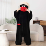Pijamas de una pieza de dibujos animados de monstruos de boca grande para otoño e invierno, de forro polar coral grueso, cálidos, suaves, informales, para parejas, ropa de estar en casa, en stock. - Imagen 3