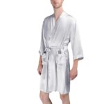 Fimtairah Pijamas de seda de 30 mm para hombre, ropa de casa de seda larga de verano, pijamas de manga larga de seda pura para hombre, ropa de dormir