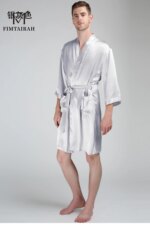 Fimtairah Pijamas de seda de 30 mm para hombre, ropa de casa de seda larga de verano, pijamas de manga larga de seda pura para hombre, ropa de dormir - Imagen 3