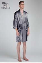 Fimtairah Pijamas de seda de 30 mm para hombre, ropa de casa de seda larga de verano, pijamas de manga larga de seda pura para hombre, ropa de dormir - Imagen 4