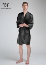 Fimtairah Pijamas de seda de 30 mm para hombre, ropa de casa de seda larga de verano, pijamas de manga larga de seda pura para hombre, ropa de dormir - Imagen 5