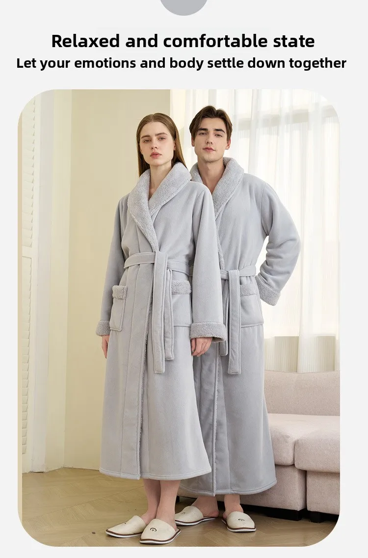 Albornoces para parejas para hombres Toalla de baño de invierno Estilo Pijamas Bata Doble capa Engrosada Lana de coral larga Lana de olefina para mujeres Albornoces para parejas para hombres Toalla de baño de invierno Estilo Pijamas Bata Doble capa Engrosada Lana de coral larga Lana de olefina para mujeres