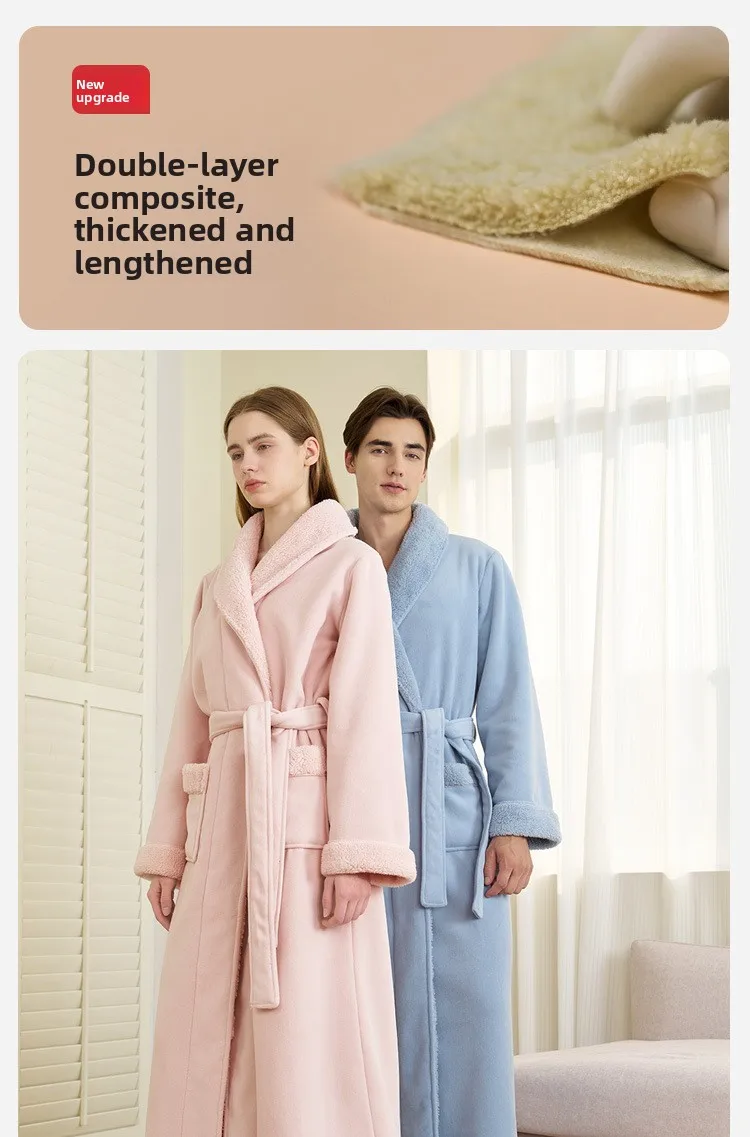 Albornoces para parejas para hombres Toalla de baño de invierno Estilo Pijamas Bata Doble capa Engrosada Lana de coral larga Lana de olefina para mujeres Albornoces para parejas para hombres Toalla de baño de invierno Estilo Pijamas Bata Doble capa Engrosada Lana de coral larga Lana de olefina para mujeres