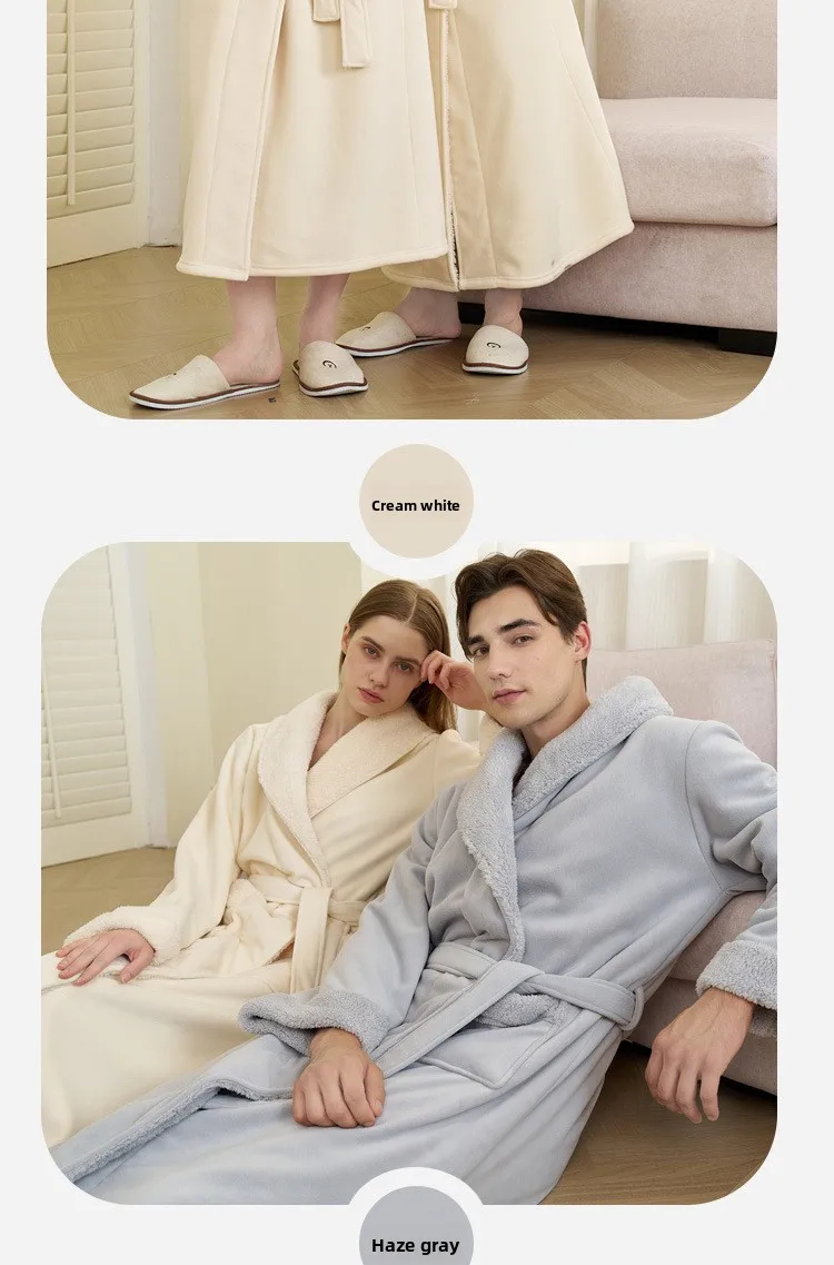 Albornoces para parejas para hombres Toalla de baño de invierno Estilo Pijamas Bata Doble capa Engrosada Lana de coral larga Lana de olefina para mujeres Albornoces para parejas para hombres Toalla de baño de invierno Estilo Pijamas Bata Doble capa Engrosada Lana de coral larga Lana de olefina para mujeres