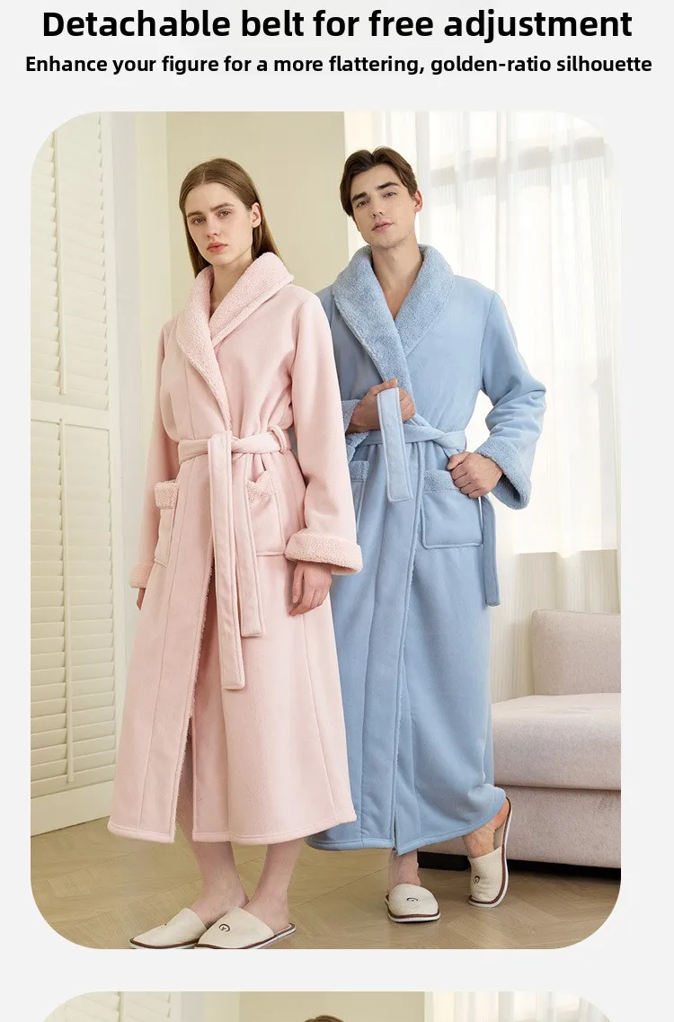 Albornoces para parejas para hombres Toalla de baño de invierno Estilo Pijamas Bata Doble capa Engrosada Lana de coral larga Lana de olefina para mujeres Albornoces para parejas para hombres Toalla de baño de invierno Estilo Pijamas Bata Doble capa Engrosada Lana de coral larga Lana de olefina para mujeres