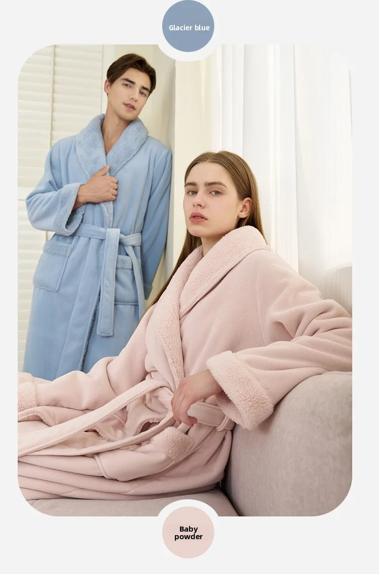 Albornoces para parejas para hombres Toalla de baño de invierno Estilo Pijamas Bata Doble capa Engrosada Lana de coral larga Lana de olefina para mujeres Albornoces para parejas para hombres Toalla de baño de invierno Estilo Pijamas Bata Doble capa Engrosada Lana de coral larga Lana de olefina para mujeres