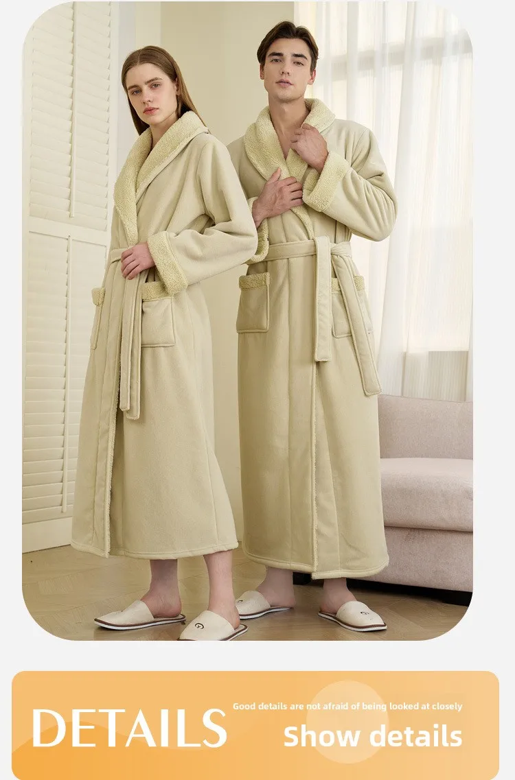 Albornoces para parejas para hombres Toalla de baño de invierno Estilo Pijamas Bata Doble capa Engrosada Lana de coral larga Lana de olefina para mujeres Albornoces para parejas para hombres Toalla de baño de invierno Estilo Pijamas Bata Doble capa Engrosada Lana de coral larga Lana de olefina para mujeres