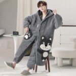 Conjunto de pijamas de franela para hombre, ropa de dormir gruesa y cálida con pantalones de dibujos animados, ropa de casa con capucha, 3XL talla grande, invierno, nuevo - Imagen 4