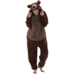 Pijama de Oso para Hombre, Ropa de Dormir Cómoda, Bata de Casa, Albornoz, Ideal para Otoño, Traje de Dormir con Diseño de Oso... - Imagen 4