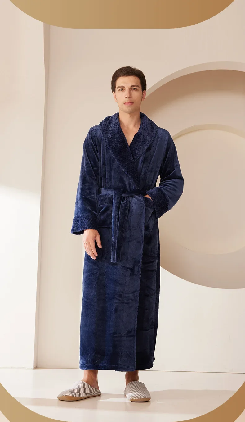 Bata de dormir de franela gruesa y cálida para hombre y mujer, albornoz largo de lana Coral de talla grande para otoño e invierno, novedad de 2026