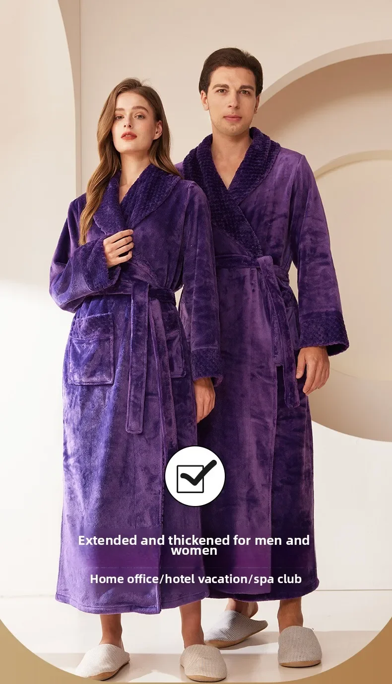 Bata de dormir de franela gruesa y cálida para hombre y mujer, albornoz largo de lana Coral de talla grande para otoño e invierno, novedad de 2026