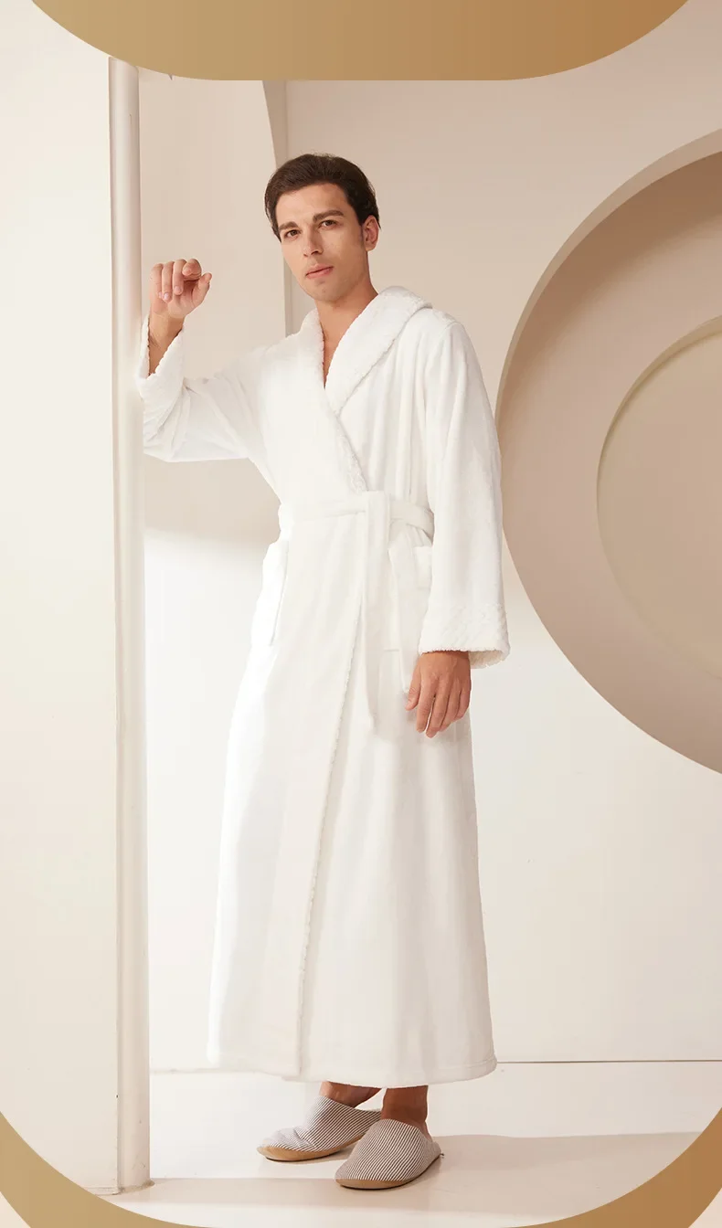 Bata de dormir de franela gruesa y cálida para hombre y mujer, albornoz largo de lana Coral de talla grande para otoño e invierno, novedad de 2026