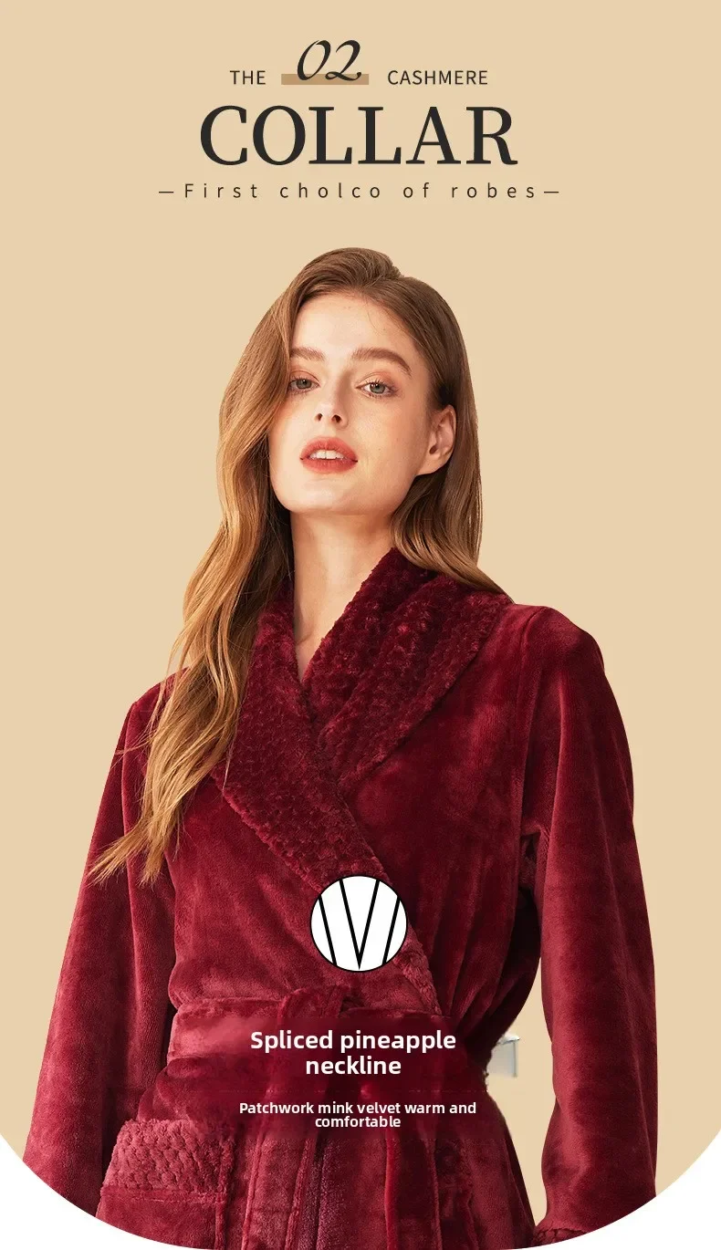 Bata de dormir de franela gruesa y cálida para hombre y mujer, albornoz largo de lana Coral de talla grande para otoño e invierno, novedad de 2026