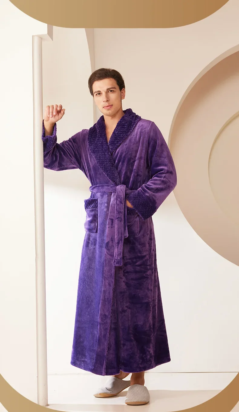 Bata de dormir de franela gruesa y cálida para hombre y mujer, albornoz largo de lana Coral de talla grande para otoño e invierno, novedad de 2026
