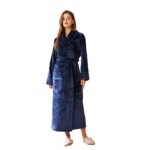 Bata de dormir de franela gruesa y cálida para hombre y mujer, albornoz largo de lana Coral de talla grande para otoño e invierno, novedad de 2026 - Imagen 5