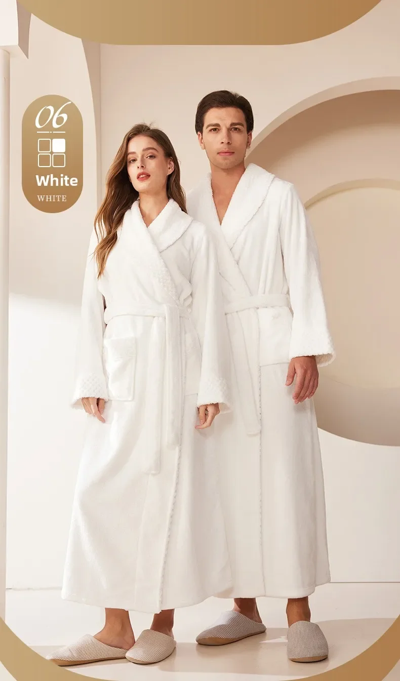Bata de dormir de franela gruesa y cálida para hombre y mujer, albornoz largo de lana Coral de talla grande para otoño e invierno, novedad de 2026