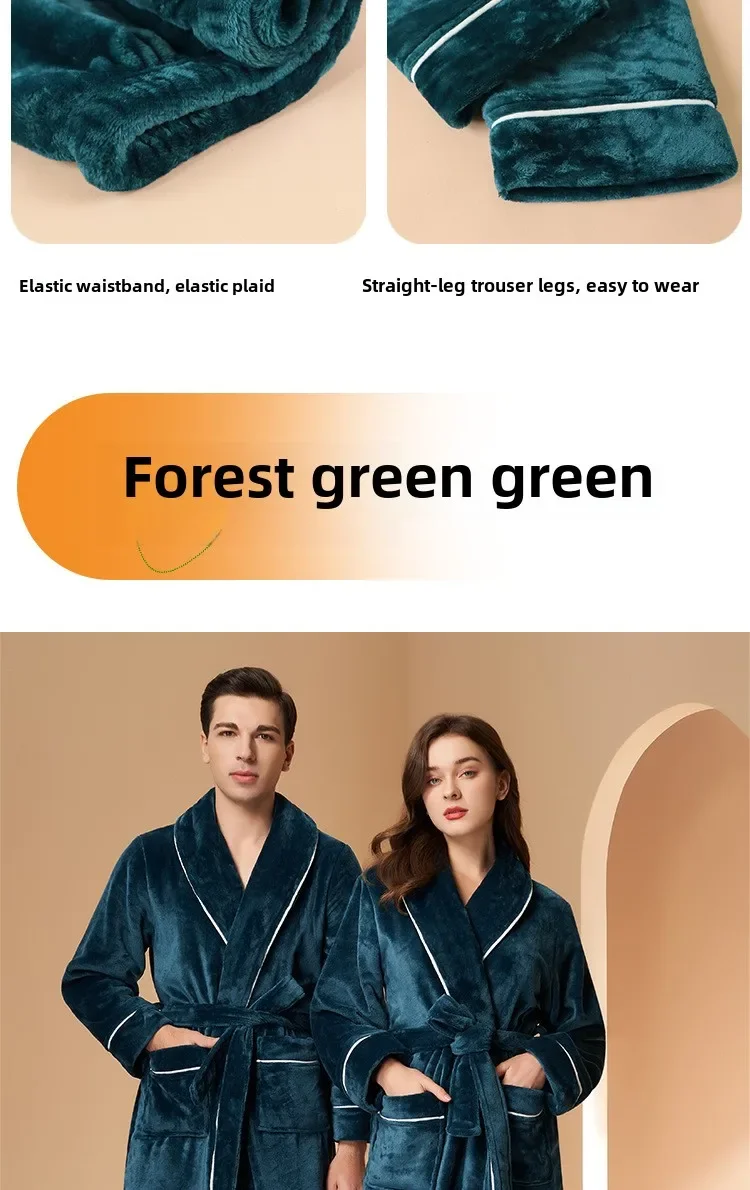 Nuevos Pijamas de Forro Polar Coral para Otoño e Invierno para Hombre y Mujer, Conjuntos de Pijamas Gruesos y Afelpados para Parejas con Pantalones, Traje Cálido de Invierno
