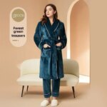 Nuevos Pijamas de Forro Polar Coral para Otoño e Invierno para Hombre y Mujer, Conjuntos de Pijamas Gruesos y Afelpados para Parejas con Pantalones, Traje Cálido de Invierno - Imagen 6