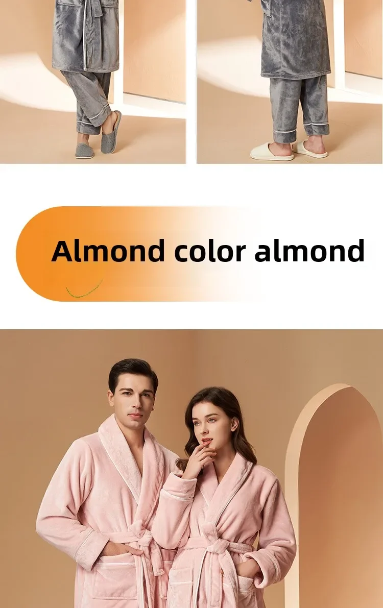 Nuevos Pijamas de Forro Polar Coral para Otoño e Invierno para Hombre y Mujer, Conjuntos de Pijamas Gruesos y Afelpados para Parejas con Pantalones, Traje Cálido de Invierno
