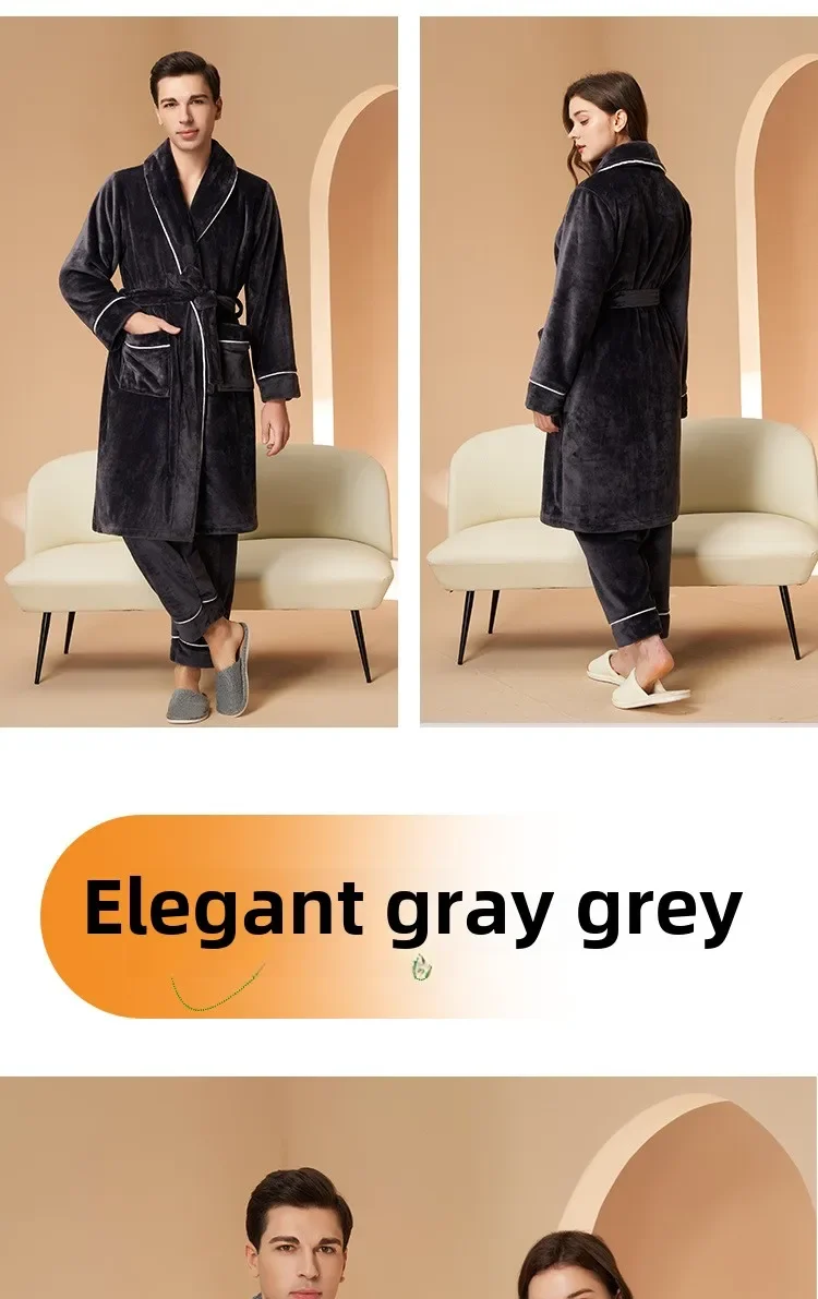 Nuevos Pijamas de Forro Polar Coral para Otoño e Invierno para Hombre y Mujer, Conjuntos de Pijamas Gruesos y Afelpados para Parejas con Pantalones, Traje Cálido de Invierno