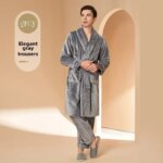 Nuevos Pijamas de Forro Polar Coral para Otoño e Invierno para Hombre y Mujer, Conjuntos de Pijamas Gruesos y Afelpados para Parejas con Pantalones, Traje Cálido de Invierno - Imagen 4