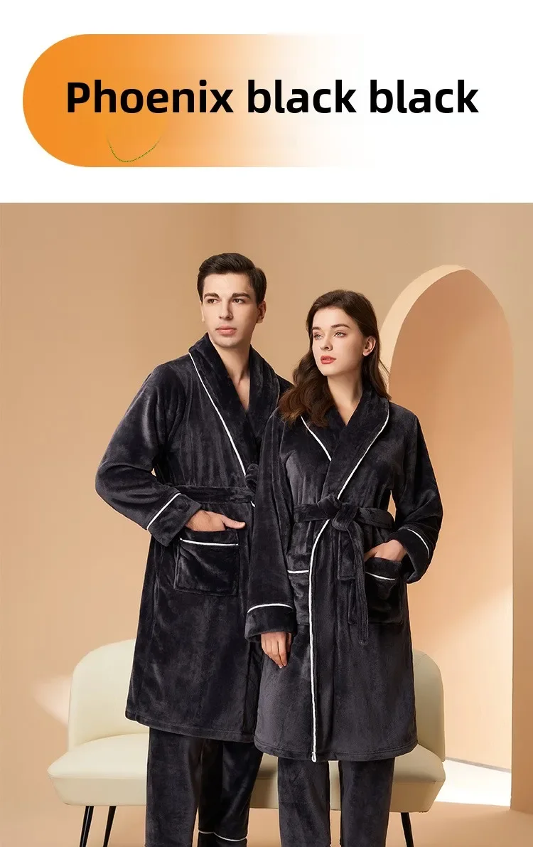 Nuevos Pijamas de Forro Polar Coral para Otoño e Invierno para Hombre y Mujer, Conjuntos de Pijamas Gruesos y Afelpados para Parejas con Pantalones, Traje Cálido de Invierno
