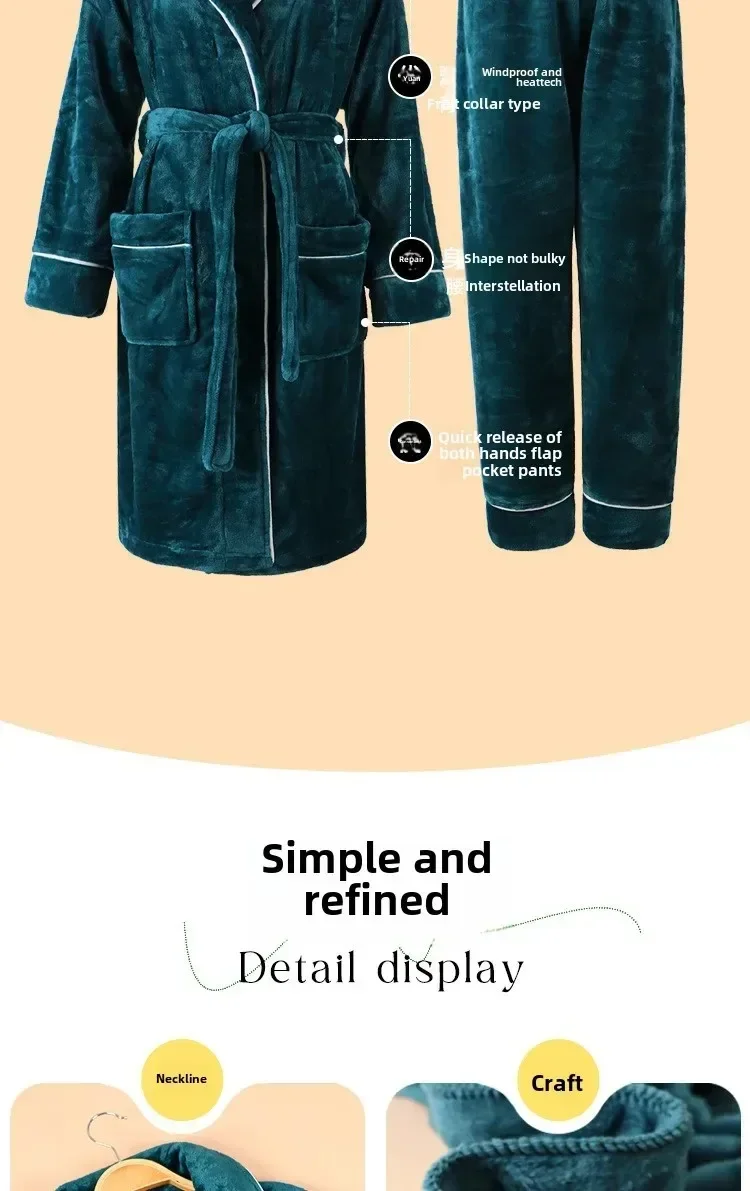 Nuevos Pijamas de Forro Polar Coral para Otoño e Invierno para Hombre y Mujer, Conjuntos de Pijamas Gruesos y Afelpados para Parejas con Pantalones, Traje Cálido de Invierno