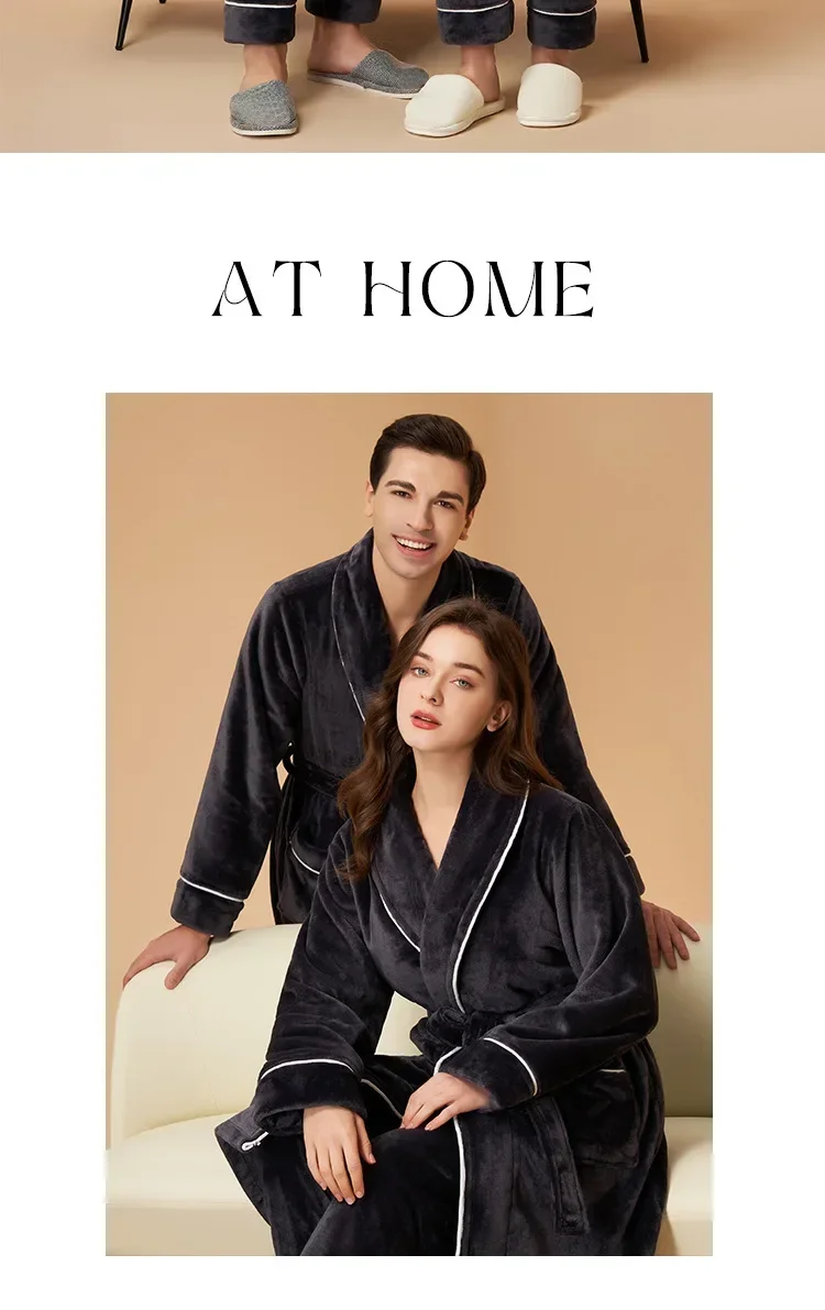Nuevos Pijamas de Forro Polar Coral para Otoño e Invierno para Hombre y Mujer, Conjuntos de Pijamas Gruesos y Afelpados para Parejas con Pantalones, Traje Cálido de Invierno