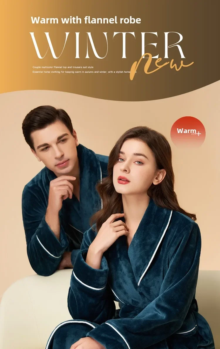 Nuevos Pijamas de Forro Polar Coral para Otoño e Invierno para Hombre y Mujer, Conjuntos de Pijamas Gruesos y Afelpados para Parejas con Pantalones, Traje Cálido de Invierno