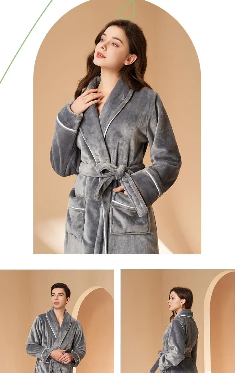 Nuevos Pijamas de Forro Polar Coral para Otoño e Invierno para Hombre y Mujer, Conjuntos de Pijamas Gruesos y Afelpados para Parejas con Pantalones, Traje Cálido de Invierno
